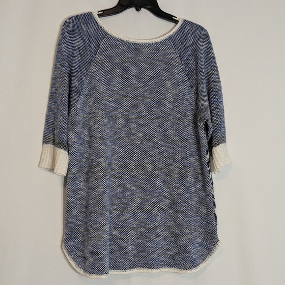 NEW DIRECTIONS Blue/White Chevron Soft Pullover Sweater; 1/2 Sleeves; Size XL - Picture 2 of 4